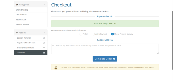 whmcs mpesa checkout